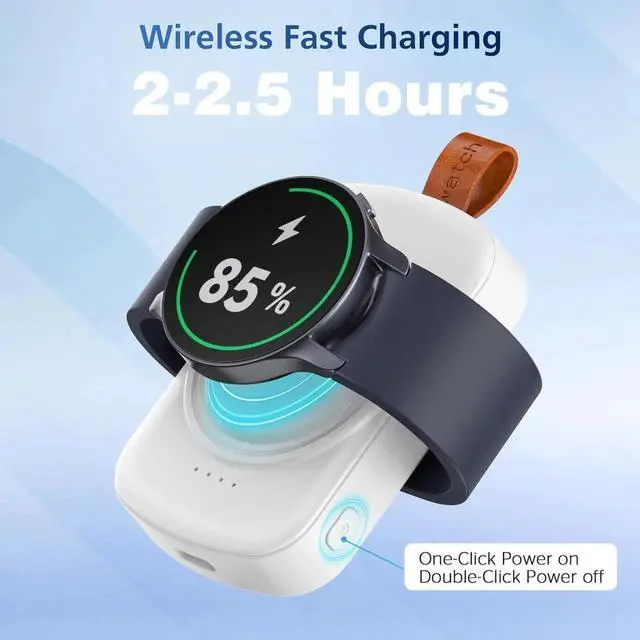 Alt view image 6 of 7 - for Samsung Galaxy Watch Charger,1800mAh Portable Charger for Samsung Galaxy Watch 8/8 Classic/7/Ultra/6/6 Classic/5/5 Pro/4/3,Active 2/1,Wireless Magnetic White
