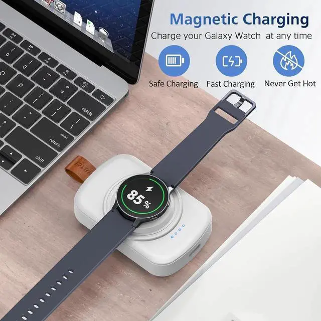 Alt view image 7 of 7 - for Samsung Galaxy Watch Charger,1800mAh Portable Charger for Samsung Galaxy Watch 8/8 Classic/7/Ultra/6/6 Classic/5/5 Pro/4/3,Active 2/1,Wireless Magnetic White