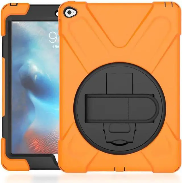 Alt view image 5 of 6 - iPad Air 2 Case 9.7 Inch 2014 Case for iPad Model A1566 / A1567, 360 Degrees Built-in Stand Heavy Duty Hand&Shoulder Strap Full-Body Protective Case for iPad Air 2 Orange