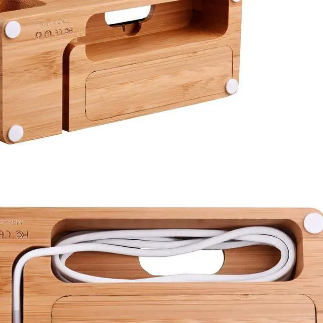 Alt view image 4 of 7 - Bamboo Wood USB Charging Stand Phone Stand with 3 USB Port Charging Dock Station for 38mm and 42mm Apple Watch iPhone X 8 8 Plus 6 Plus 5S 5 7 7 Plus and Other Smartphone
