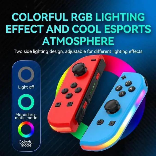 Alt view image 4 of 7 - Wireless RGB Gaming Controller for Nintendo Switch/Led/Lite - L/R Switch Controller with Dual Vibration/Wake-up/Motion Control/RGB light Red