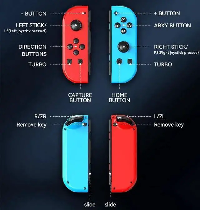 Alt view image 3 of 7 - Wireless RGB Gaming Controller for Nintendo Switch/Led/Lite - L/R Switch Controller with Dual Vibration/Wake-up/Motion Control/RGB light Red