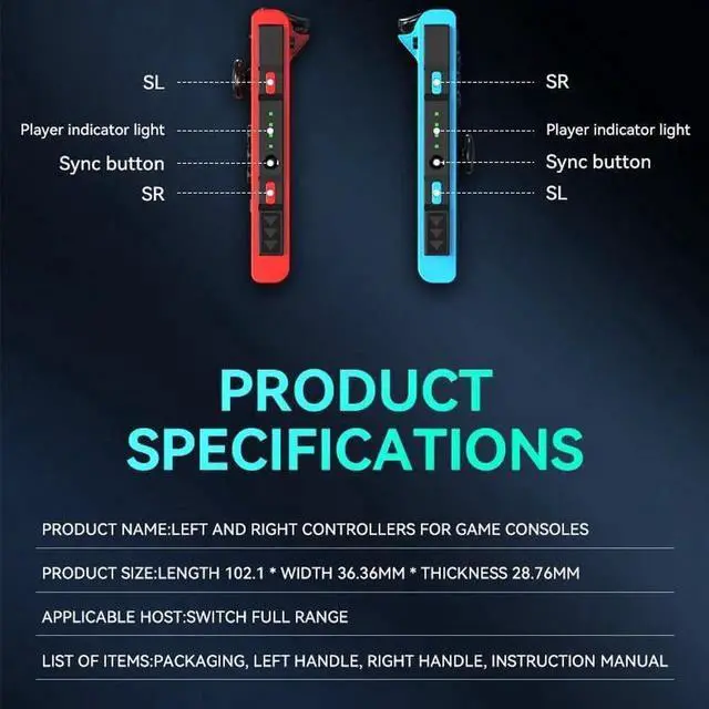 Alt view image 2 of 7 - Wireless RGB Gaming Controller for Nintendo Switch/Led/Lite - L/R Switch Controller with Dual Vibration/Wake-up/Motion Control/RGB light Red