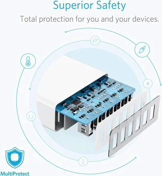 Alt view image 3 of 6 - 50W 6-Port USB Wall Charger 6 for iPhone XS XS Max XR iPhone X 8 7 6 Plus iPad Pro Air 2 mini iPod Samsung Galaxy S7 S6 Edge Plus Note 5 4 LG Nexus HTC and More