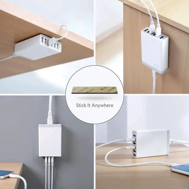 Alt view image 6 of 6 - 50W 6-Port USB Wall Charger 6 for iPhone XS XS Max XR iPhone X 8 7 6 Plus iPad Pro Air 2 mini iPod Samsung Galaxy S7 S6 Edge Plus Note 5 4 LG Nexus HTC and More
