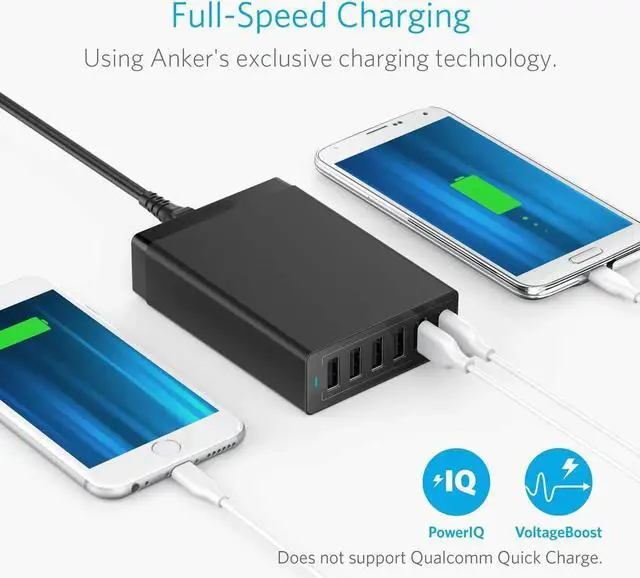 Alt view image 3 of 7 - 50W 6-Port USB Wall Charger 6 for iPhone XS XS Max XR iPhone X 8 7 6 Plus iPad Pro Air 2 mini iPod Samsung Galaxy S7 S6 Edge Plus Note 5 4 LG Nexus HTC and More