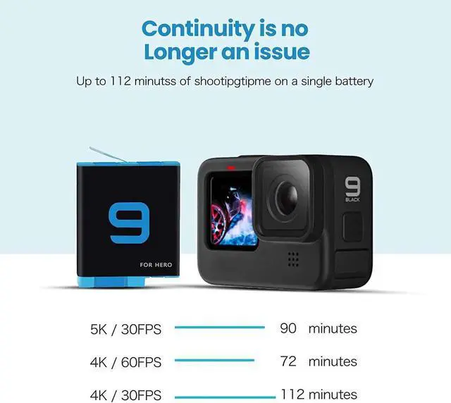 Alt view image 3 of 6 - Hero 9 / Hero 10 Replacement Batteries 3-Pack and 3-Channel USB Charger Compatible with GoPro Hero 10 Black / Hero 9 Black AHDBT-901 (Fully Compatible with GoPro Hero9 / Hero10 Battery and Charger)