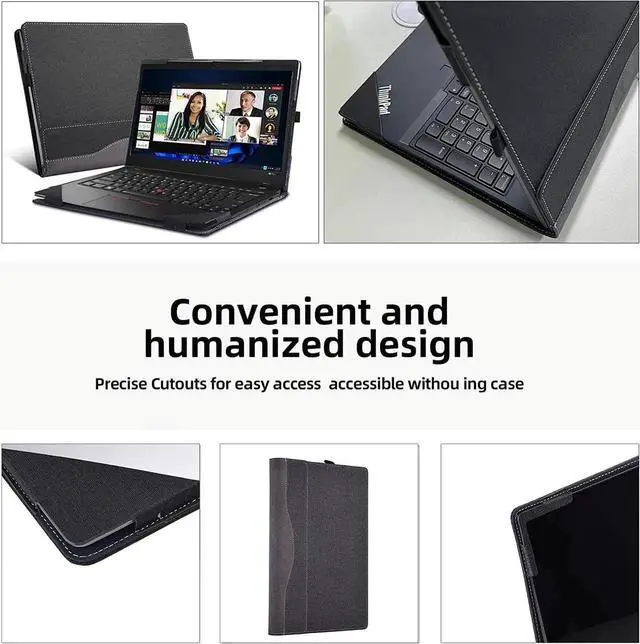 Alt view image 7 of 7 - Case for Lenovo ThinkPad X1 Carbon Gen 10 / Gen 9 / Yoga Gen 7 / Yoga Gen 6 14 inch, PU Leather Protective Hard Shell Cover