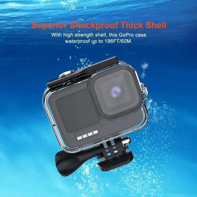 Alt view image 5 of 7 - Accessories Kit for GoPro Hero 12 / Hero 10 / Hero 11 / Hero 9, Shockproof Small Carry Bag + Waterproof Housing Case + Tempered Glass Screen Protector + Silicone Cover + Snorkel Filter Bundle