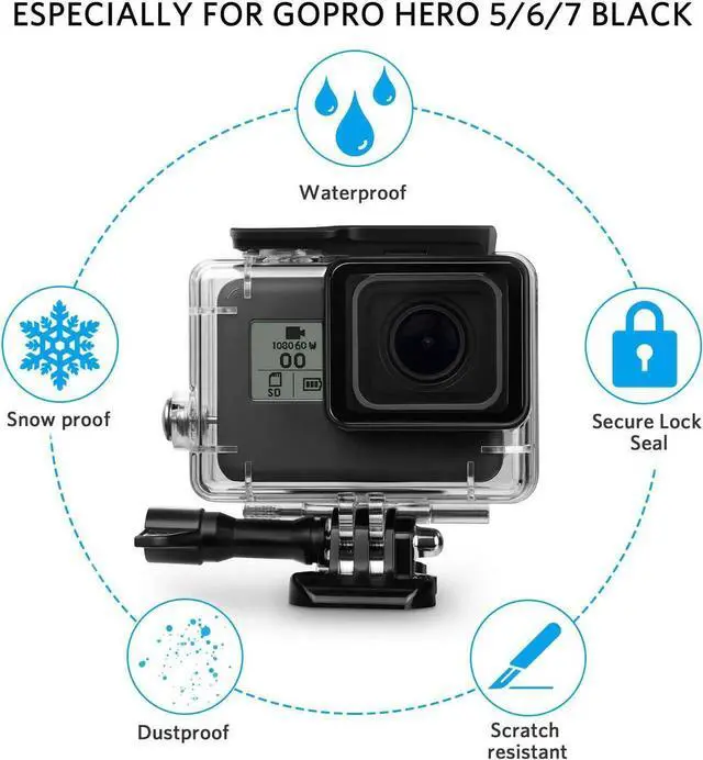 Alt view image 2 of 7 - Waterproof Housing Case Filter Kit for GoPro Hero 7 Black 2018 6 5 Waterproof Case Diving Protective Housing Case + 3Pack Dive Filters + Anti-Fog Insert+Bracket Accessories for Go Pro Hero7 Black