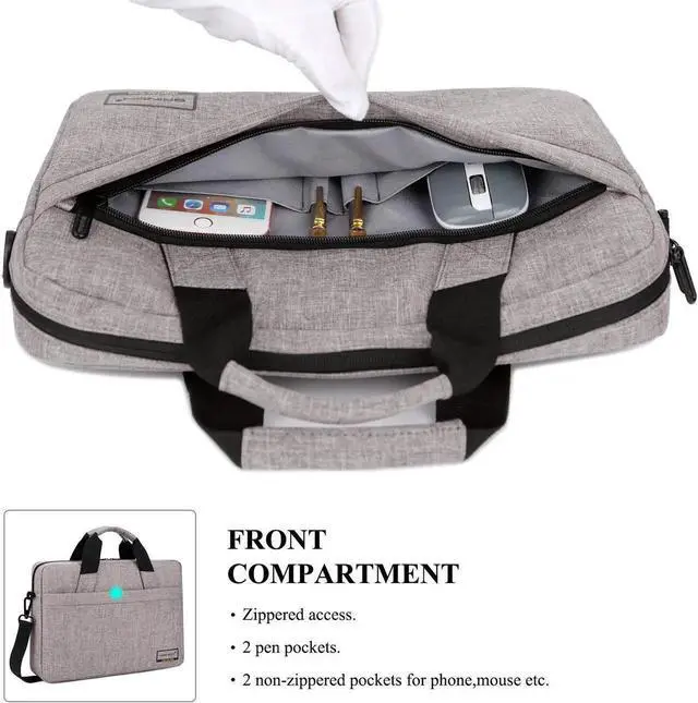 Alt view image 5 of 7 - 15.6 Inch Stylish Lightweight Business Laptop Shoulder Messenger Bag Briefcase Sleeve Case for 15-15.6 Inches Laptop/Notebook/MacBook/Ultrabook/Chromebook Computers Khaki