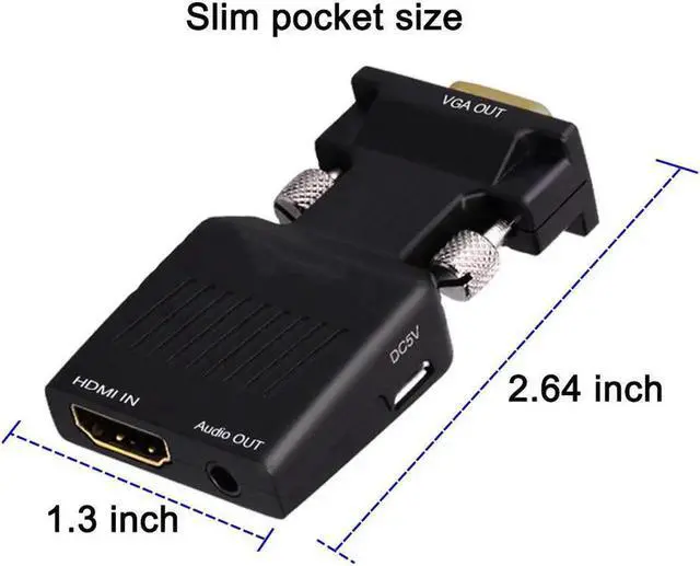 Alt view image 5 of 7 - Female to VGA Male Adapter,HDMI to VGA Converter 1080P with 3.5mm Audio Output Port Portable HDMI Connector for Laptop PC HDTV Projectors and Other HDMI Input Devices Black - HDMI TO VGA