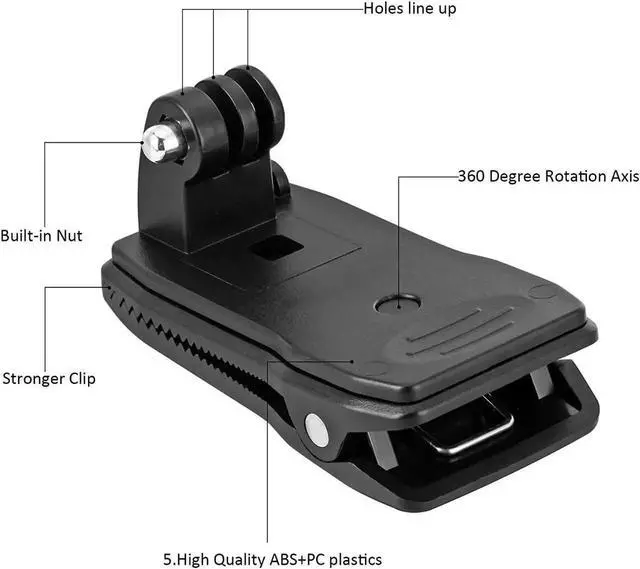 Alt view image 2 of 7 - Werleo Backpack Strap Mount Quick Clip Mount Compatible with Gopro Hero 2018 Fusion Gopro Hero 7 6 5 4 Session 3+ 3 2 1 Cameras