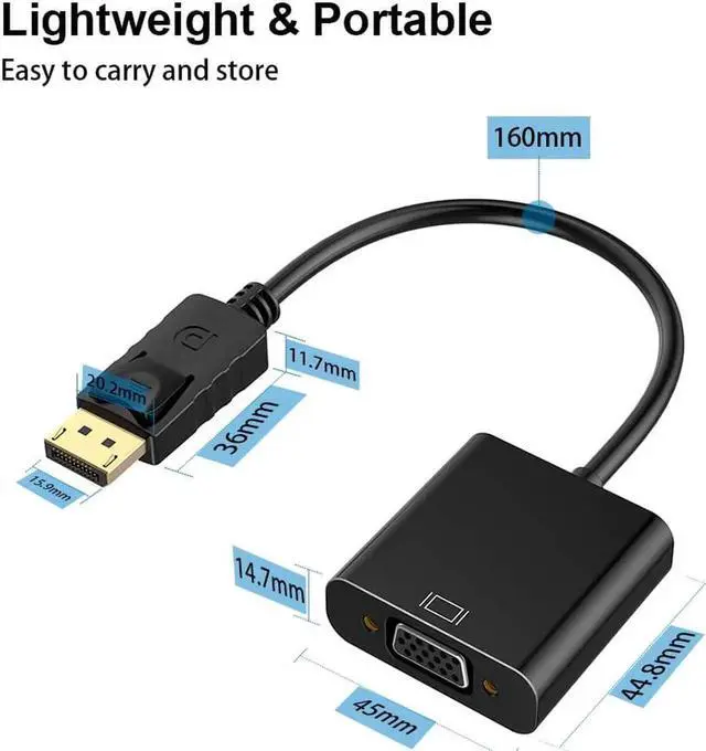 Alt view image 7 of 7 - DisplayPort to VGA Adapter 1080P Converter WERLEO Display Port DP to VGA Adapter Male to Female Connector Compatible with Computer Desktop Laptop PC Monitor Projector HDTV - Black