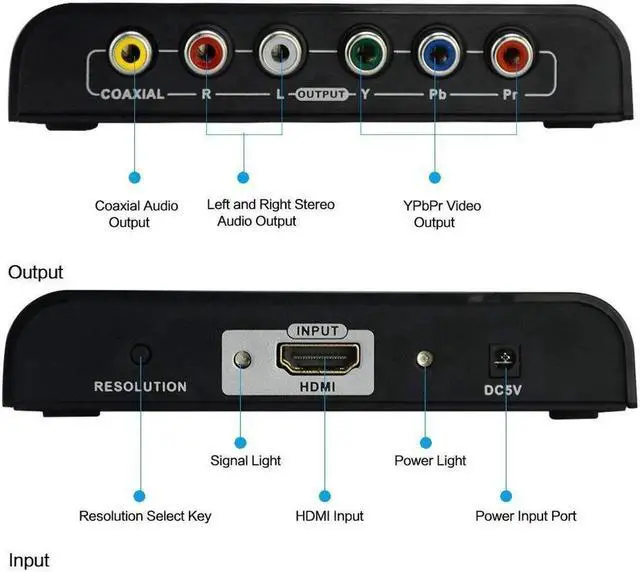 Alt view image 5 of 6 - 1080P HDMI To Component Video (YPbPr) Scaler Converter Adapter with Coaxial Audio Output and R / L Audio Support Windows 10, Black