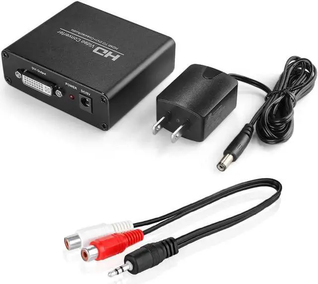 Alt view image 2 of 5 - to DVI Converter with Audio Out HDMI to DVI Video Audio Adapter Sound Splitter to 3.5mm AUX Auxiliary / 2 RCA Stereo & Coaxial Output Jack Connector Plug, 1080P 720P, 5.1 & 2 Channel