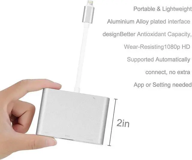 Alt view image 5 of 7 - Compatible with iPhone iPad Lightning to HDMI VGA AV Adapter, Anlyso Latest 4 in 1 HDMI VGA Audio AV Converter Compatible with iPhone Xs MAX XR X 8 7 6 Plus iPad Mini Air Pro to TV Projector Monitor