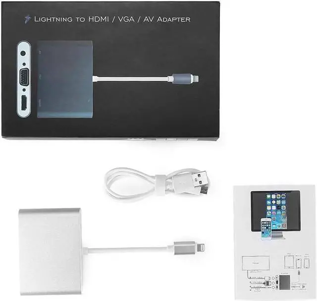 Alt view image 2 of 7 - Compatible with iPhone iPad Lightning to HDMI VGA AV Adapter, Anlyso Latest 4 in 1 HDMI VGA Audio AV Converter Compatible with iPhone Xs MAX XR X 8 7 6 Plus iPad Mini Air Pro to TV Projector Monitor