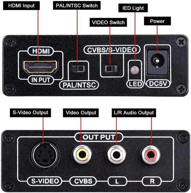 Alt view image 4 of 7 - to Composite 3RCA AV S-Video R/L Audio Vdieo Converter Adapter Upscaler Support 720P/1080P with RCA/S-Video Cable for PC Laptop Xbox PS3 TV STB VHS VCR Camera Blue-Ray DVD