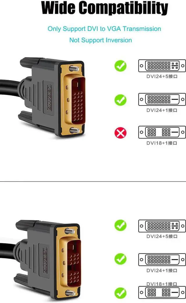 Alt view image 3 of 7 - 6FT Active DVI to VGA Cable DVI 24+1 DVI-D M to VGA Male With Chip Active Adapter Converter Cable for PC DVD Monitor HDTV