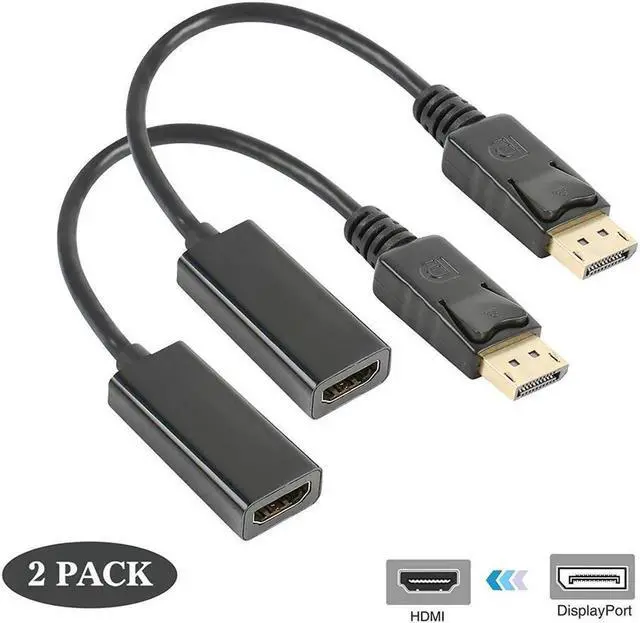 Main image of 2 Packs Display Port to HDMI Converter Werleo Displayport to HDMI Adapter Cable Male to Female for DisplayPort Enabled Desktops and Laptops to Connect to HDMI Displays adapter For for Lenovo Dell HP