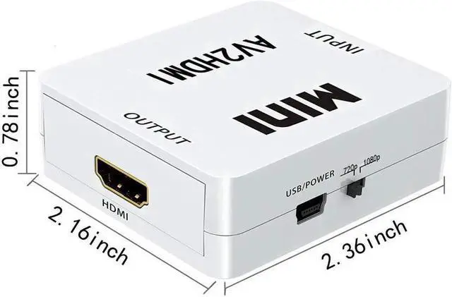 Alt view image 5 of 6 - Werleo RCA Composite CVBS AV to HDMI Video Audio Converter AV2HDMI Adapter Mini Box Support 1080P for TV PC PS3 N64 WII Blue-Ray DVD