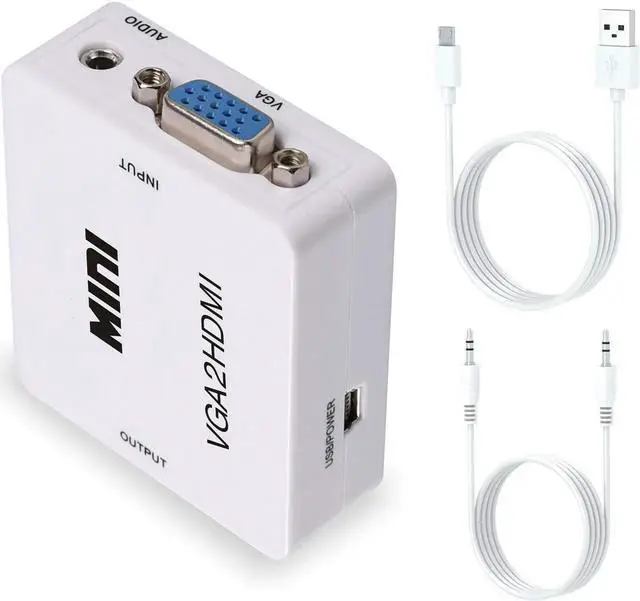 Alt view image 3 of 7 - VGA to HDMI Adapter Werleo 1080P Full HD Mini VGA to HDMI Audio Video Converter Adapter Box With USB Cable and 3.5mm Audio Port Cable Support HDTV for PC Laptop Display Computer Mac Projector