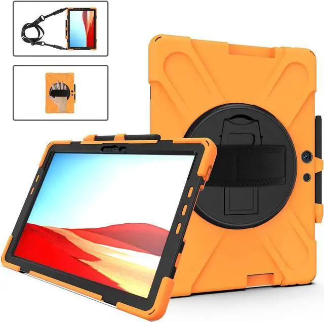 Main image of Microsoft Surface Pro Pro X Case Protective Rugged Cover with Pen Holder Hand Strap Rotating Kickstand and Shoulder Strap for Microsoft Surface Pro X 13 inch