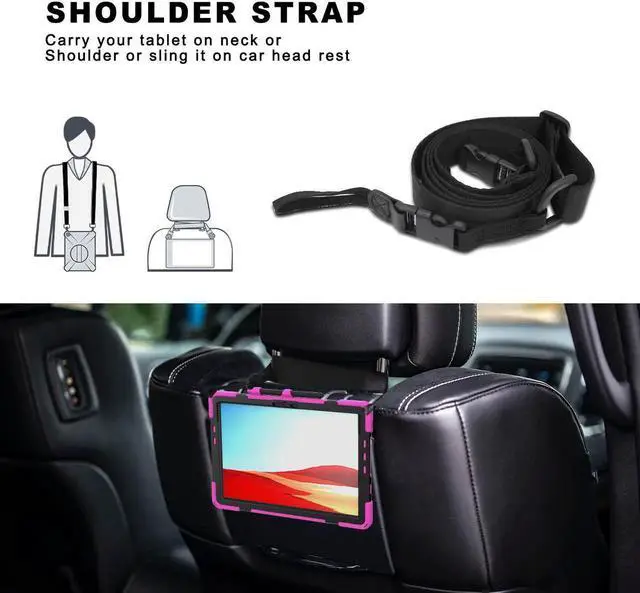 Alt view image 5 of 6 - Microsoft Surface Pro Pro X Case Protective Rugged Cover with Pen Holder Hand Strap Rotating Kickstand and Shoulder Strap for Microsoft Surface Pro X 13 inch