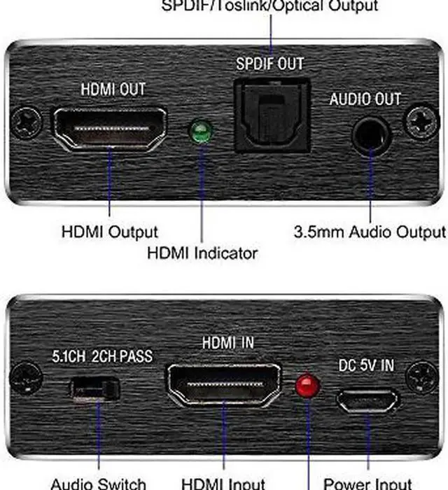 Alt view image 3 of 6 - 4K x 2K 3D HDMI to HDMI and Optical SPDIF + 3.5mm Stereo Audio Extractor Converter HDMI Audio Splitter Adapter for Blue-ray PC Laptop Xbox One HDTV