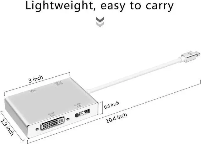 Alt view image 5 of 7 - Werleo 4-in-1 Mini Display Port to VGA HDMI DVI DP Adapter 4K Mini DP Thunderbolt 4-in-1 Adapter Converter for MacBook Air MacBook Pro Microsoft Surface Pro 2 3