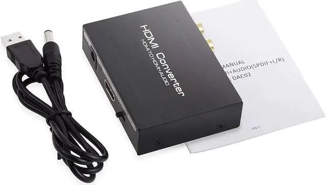 Alt view image 3 of 7 - 1080P HDMI Audio Extractor HDMI to HDMI + Optical TOSLINK SPDIF + Analog RCA L/R Stereo Audio Video Splitter Adapter Converter for Apple TV Blu-ray Player Black