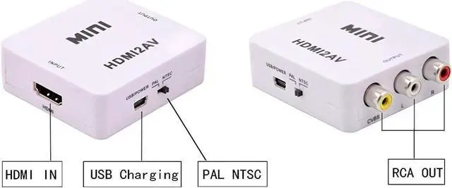 Alt view image 4 of 7 - Werleo 1080P HDMI to AV 3RCA CVBs Composite Video Audio Converter Adapter Supporting PAL / NTSC with USB Charge Cable for PC Laptop Xbox PS4 PS3 TV STB VHS VCR Camera DVD White