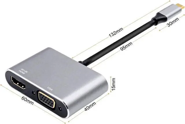 Alt view image 3 of 7 - Werleo USB C to HDMI 4K VGA Adapter USB 3.1 Type C to VGA HDMI UHD Video Converter Adaptor for 2018 iPad Pro / MacBook Pro / Chromebook / Lenovo 900 / Dell XPS / Samsung Galaxy S8 S9 No Driver