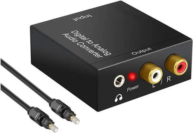 Main image of Digital to Analog Audio Converter with Digital Optical Toslink and Spdif Coaxial Inputs and Analog RCA and AUX 3.5mm (Headphone) Outputs - Optical Toslink Cable Included