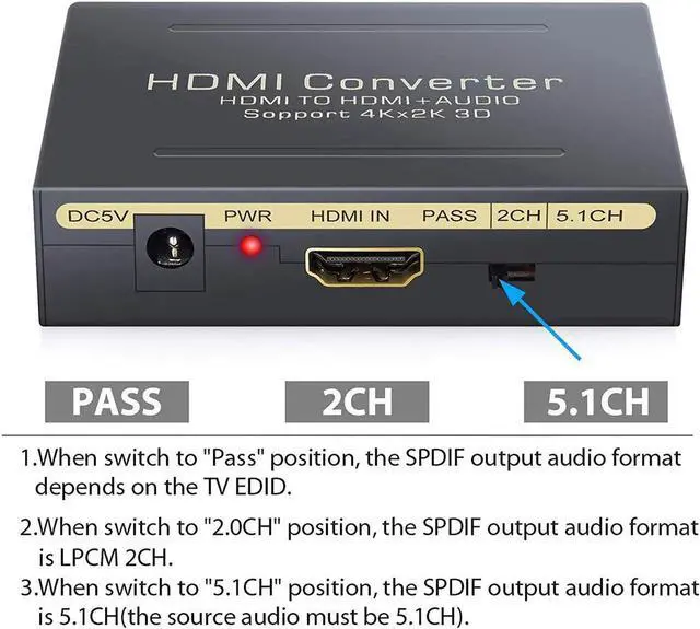 Main image of Werleo 4K HDMI Audio Extractor V1.4 HDMI to HDMI + Optical TOSLINK SPDIF + Analog RCA L/R Stereo Audio Video Spiltter Adapter Converter for Apple TV Blu-ray Player