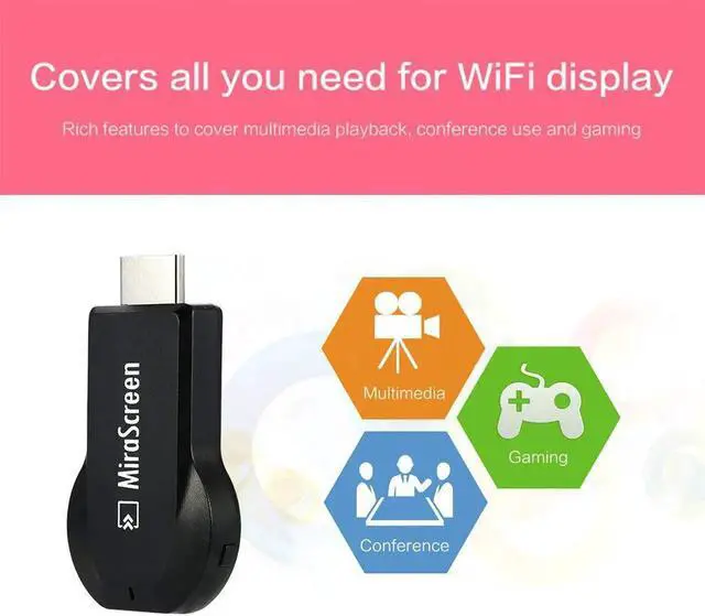 Alt view image 3 of 7 - MiraScreen Dongle 1080P HDMI WiFi Display Adapter Support DLNA Airplay Miracast Display Dongle Streaming Media Player with HDMI Plug for iPhone Android Phone Notebook Tablet PC to HDTV Monitor