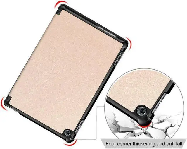 Alt view image 5 of 7 - Case for Huawei MediaPad M5 Lite 10 BAH2-W19 / L09 / W09 Ultra Slim PU Leather Smart Stand Cover for Media Pad M5 Lite 10.1 inch Case Gold