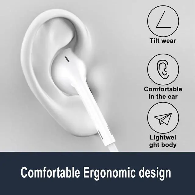 Alt view image 3 of 7 - 2 Pack USB C Headphones / Type C Earbuds Earphones Wired with Microphone & Remote Control Noise Cancelling Headsets for Samsung Galaxy S23/S22/S21/S20, Note 20, Google Pixel 7/6/6a/5/4 and More