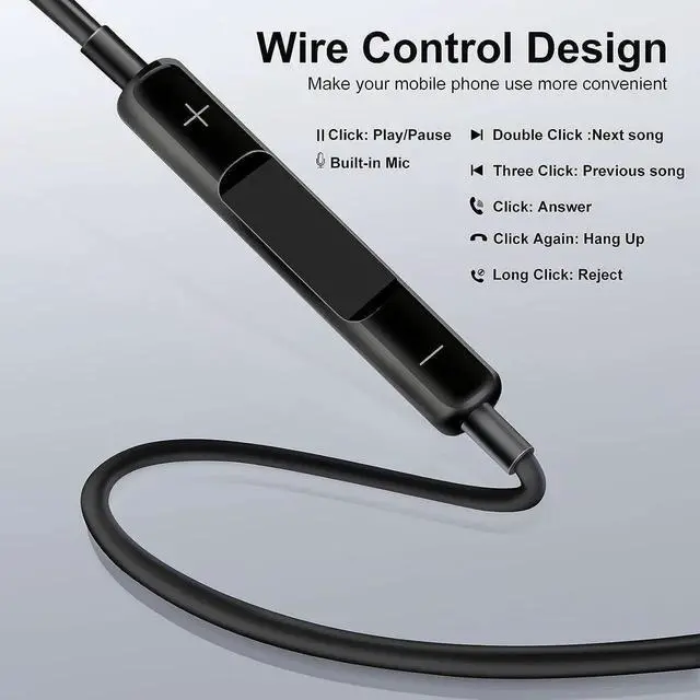 Alt view image 7 of 7 - 2 Pack Headphones Wired, Half in-Ear Wired Earbuds, Bass Stereo, Built-in Call Control Button Earphones, Compatible with MP4, MP3, iPhone 6, 6S, iPod, iPad, Android and All 3.5mm Plug Audio Devices