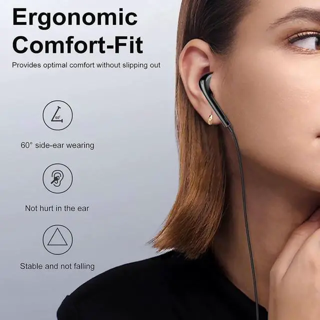 Alt view image 6 of 7 - 2 Pack Headphones Wired, Half in-Ear Wired Earbuds, Bass Stereo, Built-in Call Control Button Earphones, Compatible with MP4, MP3, iPhone 6, 6S, iPod, iPad, Android and All 3.5mm Plug Audio Devices