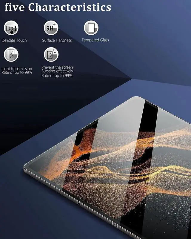 Alt view image 3 of 7 - 2 Pack Screen Protector for Samsung Galaxy Tab S9 Ultra/S8 Ultra 14.6 Inch 2023/2022 SM-X900/SM-X906/SM-X910N/SM-X916B, Anti-Scratch/High Definition/9H Hardness Tempered Glass Film
