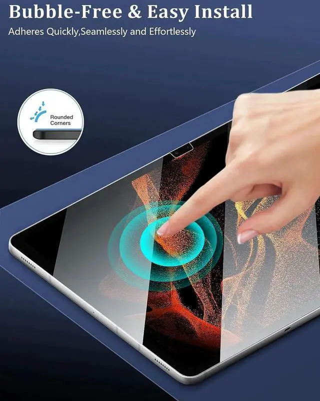 Alt view image 6 of 7 - 2 Pack Screen Protector for Samsung Galaxy Tab S9 Ultra/S8 Ultra 14.6 Inch 2023/2022 SM-X900/SM-X906/SM-X910N/SM-X916B, Anti-Scratch/High Definition/9H Hardness Tempered Glass Film