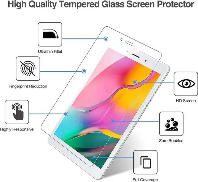 Alt view image 7 of 7 - [2-Pack] Screen Protector for Samsung Galaxy Tab A 8.0 inch 2019, SM-T290/T295/T297, Tempered Glass Film, Ultra Clear, Anti Scratch, Bubble Free