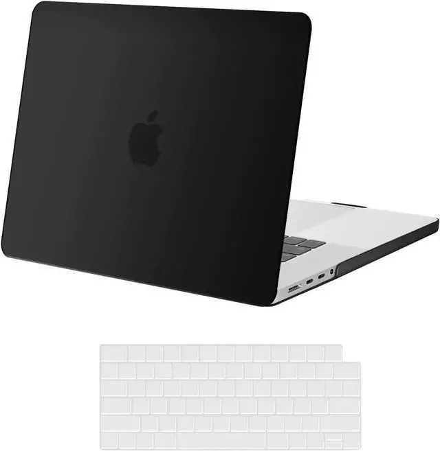 Main image of Case for New 2021 MacBook Pro 16 Inch A2485 M1 Pro Max, Hard Shell Case with Keyboard Cover for Apple Mac Pro 16 with Touch ID Black