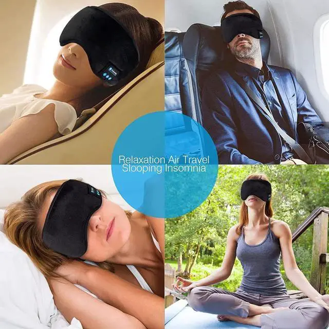 Alt view image 6 of 7 - Sleep Headphones Bluetooth Eye Mask Wireless Bluetooth 5.0 Headphones Music Travel Sleeping Headphones Handsfree Sleeping Mask with Built-in Speakers Microphone Washable