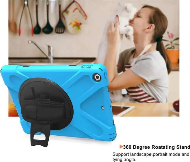 Alt view image 3 of 7 - iPad Air 1st Genearton Case for Kids 2013 | iPad Air First Generation Case Rugged Shockproof | Three Layer Durable Case with Stand Hand Shoulder Strap for iPad Air 1 A1474 A1475 A1476 Red Light Blue