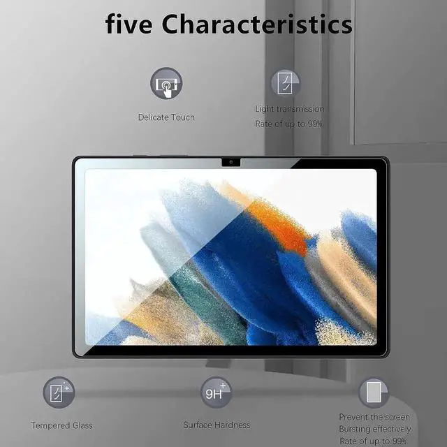 Alt view image 3 of 7 - Screen Protector for Galaxy Tab A8 2022, High Definition/9H Hardness Tempered Glass Screen Protector Film for Samsung Galaxy Tab A8 10.5 Inch 2022 Model SM-X200/X205/X207