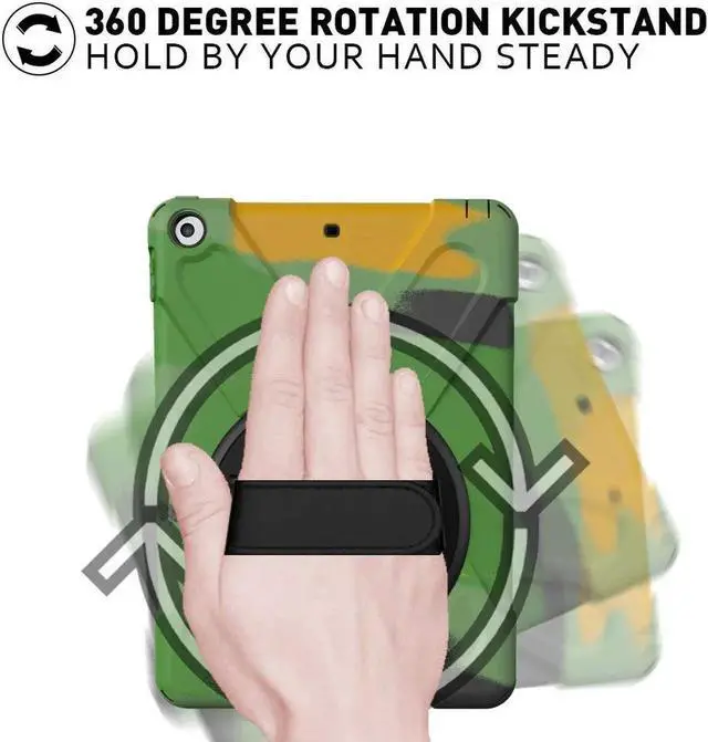 Alt view image 7 of 7 - New iPad 9.7 2018 2017 Case 5th 6th Generation Three Layer Heavy Duty Soft Silicone Hard Bumper Case with Kickstand and Shoulder strap Shockproof Durable Rugged Case for New iPad 9.7 Inch 2018 2017