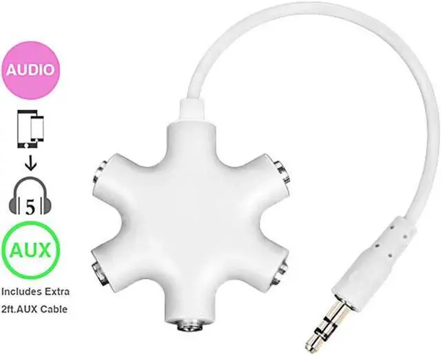 Alt view image 2 of 5 - Headphone Splitter 3.5mm,1 to 5 Stereo Audio Adapter Converter for Samsung iPhone iPod iPad MP3/MP4 Players Tablets (pack of 2)